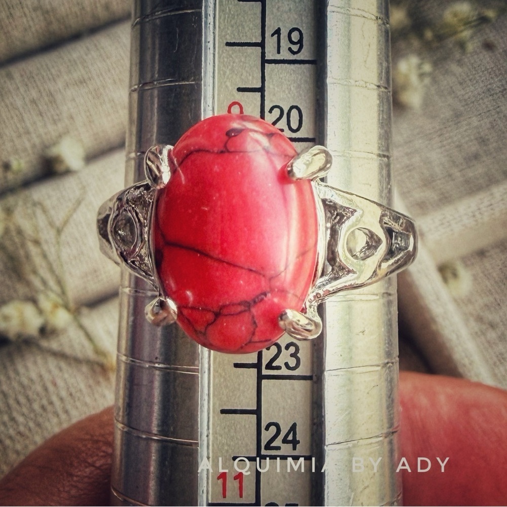 Red turquoise Stone Silver unisex Ring | pinky ring